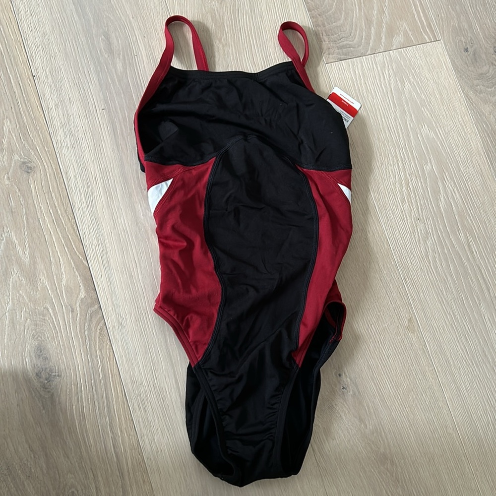 Speedo fly back bathing suit size 30 maroon/black